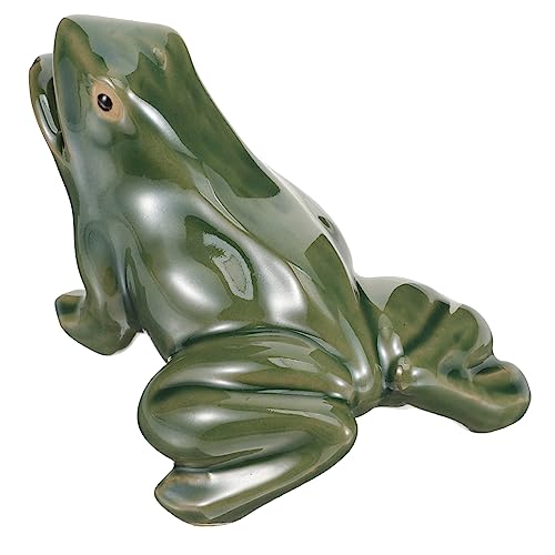 Ceramic Fountain Frog Water Circulation Spitting Outdoor Garden Decor Small Patio Courtyard Sculpture Waterfall Frog for Balcony Landscape