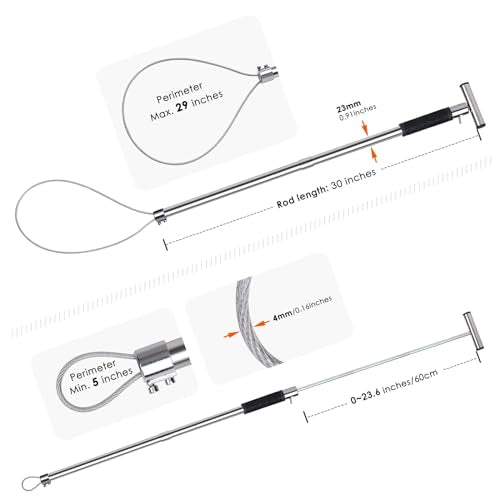 Dog Catcher Pole Animal Control Pole, Rod Length 30 inches | Stainless Steel Pig Holder Catcher Cat Catcher Pole, Heavy Duty Catch Pole for Animals Cats Hogs Pigs and Small/Medium Dogs