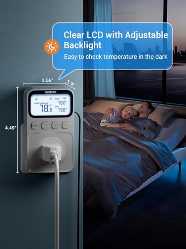 INKBIRD Plug in Thermostat WiFi 1800W 15A Heating Cooling Timer Countdown Mode - size: 1800W 15A WIFI