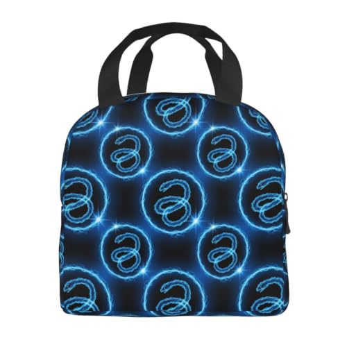 Unisex Snake Print Insulated Lunch Bag Thermal | Blue Snake Pattern, Reusable EVA Leakproof Tote, Compact Size for Gym, Beach & Office - color: Pattern (868)