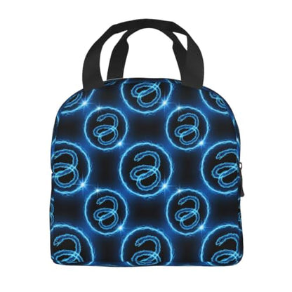 Unisex Snake Print Insulated Lunch Bag Thermal | Blue Snake Pattern, Reusable EVA Leakproof Tote, Compact Size for Gym, Beach & Office - color: Pattern (868)