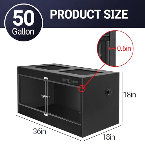 REPTI ZOO 50 Gallon PVC Reptile Enclosure, 36x18x18 inch Reptile Tank for Ball Python Bearded Dragon Snake Gecko, Reptile Terrarium Lounge Habitat with Glass Sliding Door & Top Screen Ventilation - style: 36x18x18"