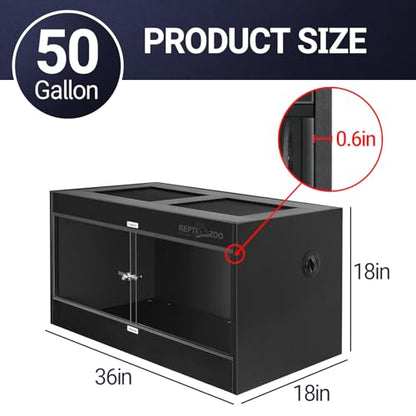REPTI ZOO 50 Gallon PVC Reptile Enclosure, 36x18x18 inch Reptile Tank for Ball Python Bearded Dragon Snake Gecko, Reptile Terrarium Lounge Habitat with Glass Sliding Door & Top Screen Ventilation - style: 36x18x18"