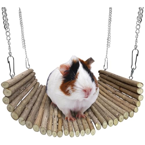 Hamiledyi Chinchilla Wooden Suspension Bridge Platform Toy, Small Animal Climbing Toys for Guinea-Pigs Sugar Glider Squirrel and Other Small Animals (Shrub) - color: Shrub