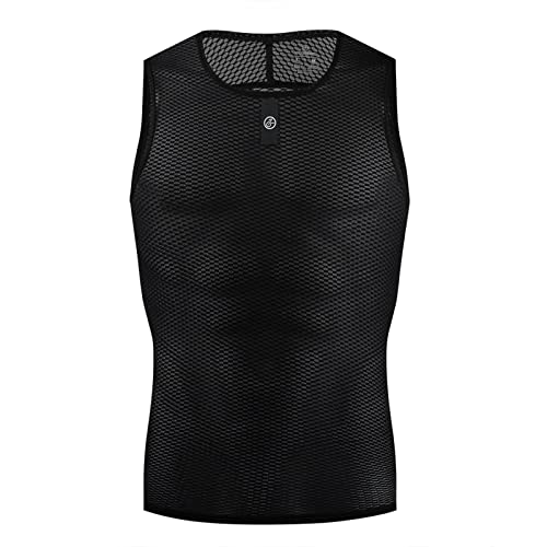 YKYWBIKE Men's Cycling Base Layer Sleeveless Cycling Jersey Men Quick Dry Bicycle Undershirt Mesh Bike Base Layer Vests - color: Black, size: Medium