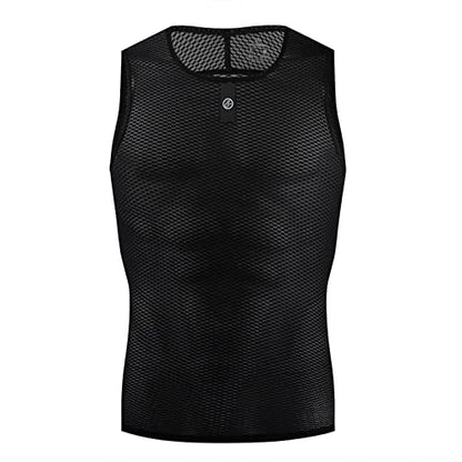 YKYWBIKE Men's Cycling Base Layer Sleeveless Cycling Jersey Men Quick Dry Bicycle Undershirt Mesh Bike Base Layer Vests - color: Black, size: Medium
