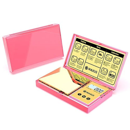 Digital Gram Scale with 200g x 0.01g Capacity | Stylish Pink Plated Shining Cover and Platform, Mini Pocket Scale for Food and Jewelry - color: Pink