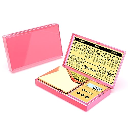 Digital Gram Scale with 200g x 0.01g Capacity | Stylish Pink Plated Shining Cover and Platform, Mini Pocket Scale for Food and Jewelry - color: Pink