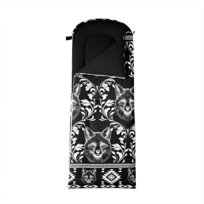 Erosebridal Longhorn Cow Skull Gothic Witchy Damask Sleeping Bag for Kids Camping Blanket for Hiking Travel Hunting Sleep Bag - color: Black and White Rustic Wolf