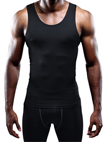 NELEUS Men's 3 Pack Athletic Compression Under Base Layer Sport Tank Top - color: 01# 3 Pack:black, size: XX-Large