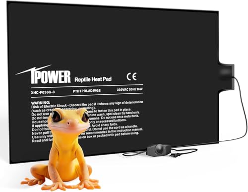 iPower 8 by 12-Inch 16 Watts Reptile Heating Mat with Temperature Controller Under Tank Warmer Terrarium Heat Pad for Reptiles and Amphibians, Black - size: 8 X 12 Inch, style: 1 Pack with Adjustable Knob
