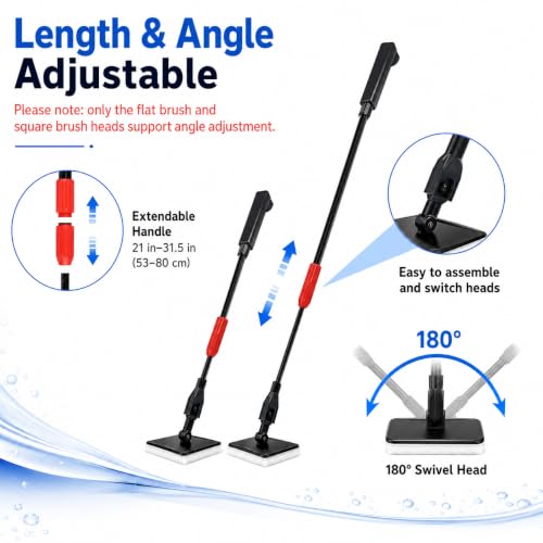 FISORAS Aquarium Cleaning Tools, 7 in 1 Fish Tank Cleaning Kit with Adjustable Long Handle,Aquarium Sponge Brush and Fish Net