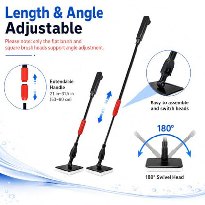 FISORAS Aquarium Cleaning Tools, 7 in 1 Fish Tank Cleaning Kit with Adjustable Long Handle,Aquarium Sponge Brush and Fish Net