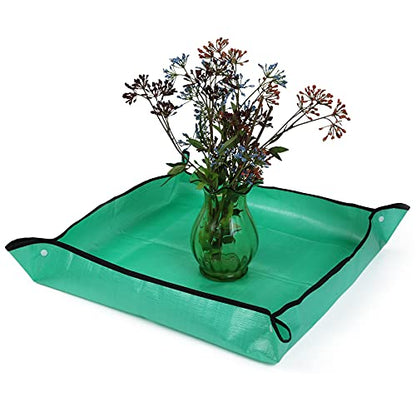 RESTCLOUD Indoor Plant Repotting Mat Potting Tray, Poo Poo Platter for Butterfly Cage, 19.6 x 19.6 Inches, Green, Set of 2 (26 x 26 Inches Set of 2) - size: 26 x 26 Inches Set of 2