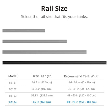 NICREW Multi-Light HyperReef Mount System Sliding Rail, Ideal for 60-72'' Tanks - size: 65''