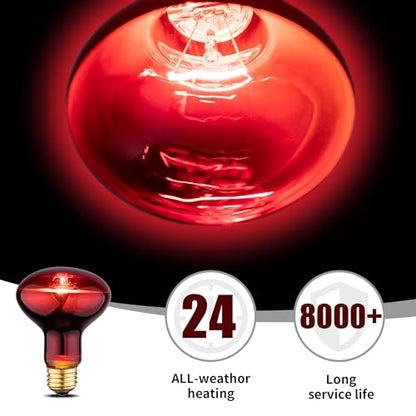 Reptile Heat Lamp Bulb, 100W Infrared Heat Light Bulbs, Red Basking Spot Lightbulb for Snake, Tortoise, Bearded Dragon, Lizard, Chicks, Turtle, Chickens, Pets - 2 Pack - size: Red
