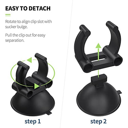 Pawfly 12 Pack Aquarium Heater Suction Cups Suckers with 0.95 Inch Clips Black Standard Heating Rod Holders Clamps for Fish Tanks (Not for Airline Tubing), 1.3 Inch