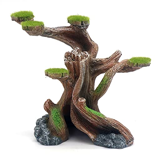 relaqcc Reptile Decor Aquarium Decorations Artificial Moss Resin Fish Tank Rocks Simulation Hollow Tree Leopard Gecko Trunk Accessories Aquarium View(Small) - size: Small-A
