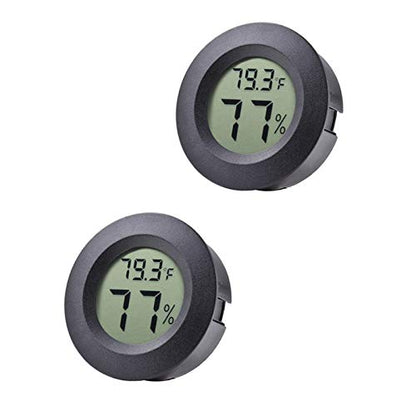 2-Pack Mini Hygrometer Thermometer Meter Digital LCD Indoor Room Monitor | 3D Printers Round Humidity Temperature Gauge for Guitar Case Greenhouse Reptile Incubator (Fahrenheit or Celsius Display)