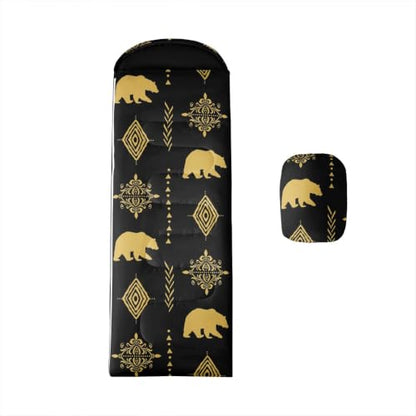 Erosebridal Sugar Skull Kids Sleeping Bag Southwestern Aztec Western Camping Blanket for Hiking Travel Hunting Sleep Bag - color: Black Yellow Gold 17