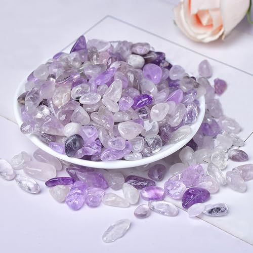 Erliway 7-9mm Amethyst Healing Crystal Chips for Crafts, 100g | Natural Crushed Crystal Stones Tumbled Chips for Vase Filler Aquarium Gravel, Meditation Chakra Balancing, Candle DIY Making - color: Amethyst