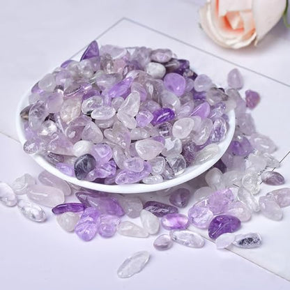 Erliway 7-9mm Amethyst Healing Crystal Chips for Crafts, 100g | Natural Crushed Crystal Stones Tumbled Chips for Vase Filler Aquarium Gravel, Meditation Chakra Balancing, Candle DIY Making - color: Amethyst