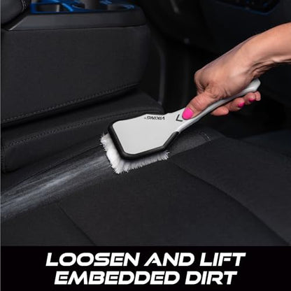 VIKING Upholstery Cleaner Scrub Brush Accessory for Cars | Cleaning Brush for Seat Covers and Car Detail Kit, Ergonomic Grip