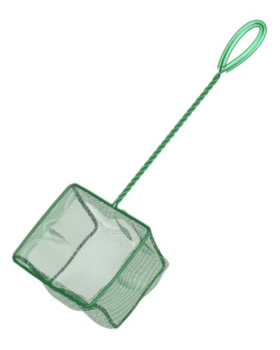 Pawfly Aquarium Fish Net with Braided Metal Handle Square Net with Soft Fine Mesh Sludge Food Residue Wastes Skimming Cleaning Net for Fish Tanks Small Koi Ponds and Pools - style: 5 Inch