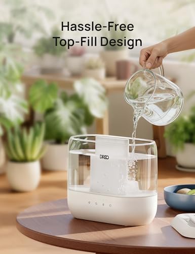 DREO 4L Humidifiers for Bedroom, 36H Runtime, 28 dB Quiet, HM311 | Easy to Refill & Clean, BPA-Free, Nightlight, Supersized Air Humidifiers for Large Room, Baby Nurseries, Plants, Indoor | Easy to Refill & Clean, BPA-Free, Nightlight, Supersized Air Humid