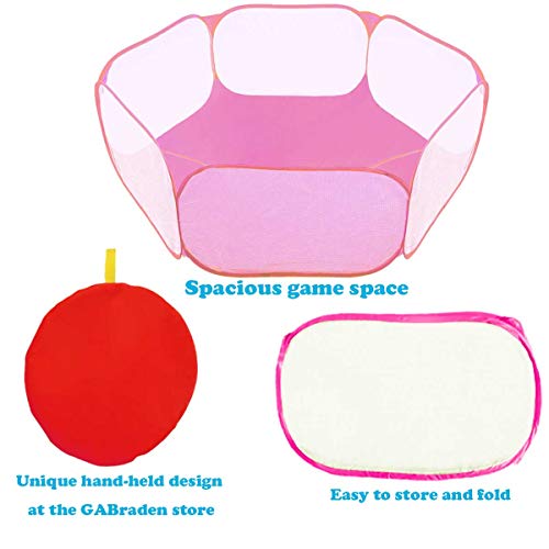 Small Animals Tent,Reptiles Cage,Breathable Transparent Pet Playpen Pop Open Outdoor/Indoor Exercise Fence,Portable Yard Fence (Pink) - color: Pink