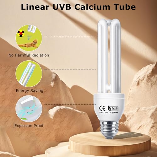 HARTOMPET Linear UVB Lamp 10.0 26W, Compact Terrarium Light,Fluorescent Reptile Lamp for Bearded Dragon, Lizard, Tortoise, Snake & Desert Reptiles - size: 26W