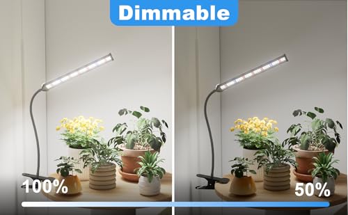 Grow Light for Indoor Plants Growing, 6000K Full Spectrum | Desk Lamp with Red Blue LED for Plants Growth, Strong Clamp with Gooseneck , Dimmable with Auto Timer - size: 40Watts