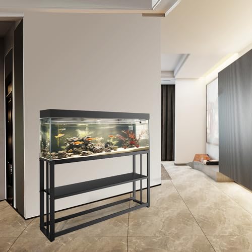 Akenow 55-75 Gallon Fish Tank Stand with Storage Shelf, 48.5 x14.9 x 29.2 Inch Aquarium Stand, Turtle Tank, Reptile Terrariums and Breeder Tank Stand,980LBS Capacity, Black - color: Black