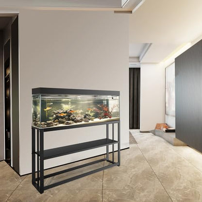 Akenow 55-75 Gallon Fish Tank Stand with Storage Shelf, 48.5 x14.9 x 29.2 Inch Aquarium Stand, Turtle Tank, Reptile Terrariums and Breeder Tank Stand,980LBS Capacity, Black - color: Black