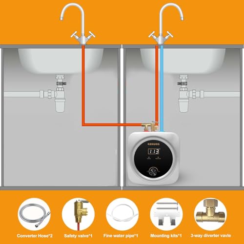 Mini Tank Water Heater 2.5 Gallon Under Sink Instant Water Heater with LED Dsiplay,T&P Valve,3-Way Diverter,110V 120V Small Hot Water Heaters for Kitchen Apartment RV Bathroom Gray - color: Gray