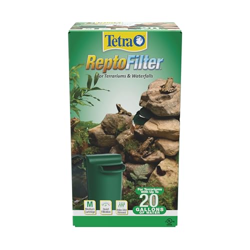Tetra ReptoFilter, Terrarium Filtration, Keeps Water Clear | For Waterfalls and Turtle, Newt & Frog Terrariums Up To 20 Gallons, 3-Stage Filtration Helps Keep Water Clear & Removes Odors - size: 90 GPH