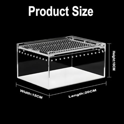 8" x 6"x 3.9" Mini Reptile Terrarium,Small Plastic Terrarium for Lizards Frogs Snakes,Transparent Spider Scorpion Insect Enclosure with Ventilation,for Pet Breeding Molting and Isolation Habitat