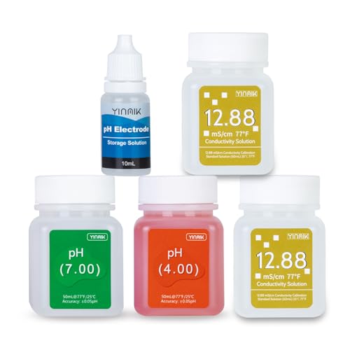 pH Calibration Solution 4.00/7.00 & 12.88 mS/cm ×2 | Conductivity & Salinity Calibration Fluid for EC TDS Meter, Pool Salinity Calibration, Saltwater Pools, Aquariums,SPA - color: green