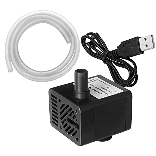 DC 5V USB Mini Submersible Water Pump with Tubing for Pet Fountain, Aquarium Fish Tank, Pond, Fountain, Hydroponics