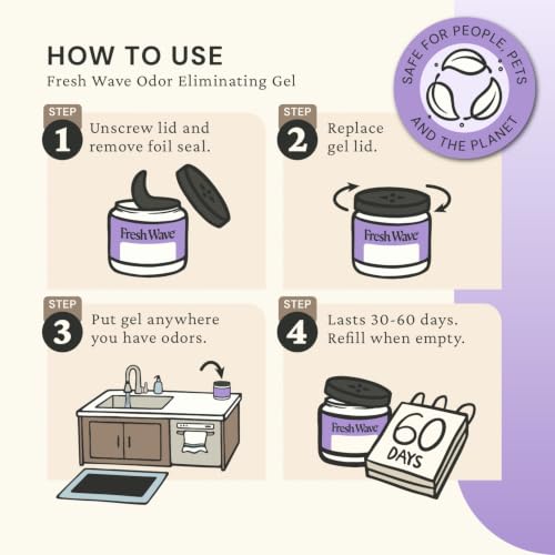 Fresh Wave Lavender Odor Eliminator Gel 15 oz - Air Freshener for Home | Lasts 30-60 days. Plant-based odor absorber. No perfumes or harsh chemicals. Bathroom & closet deoderizer. Refills available. - size: 15 Fl Oz (Pack of 1)