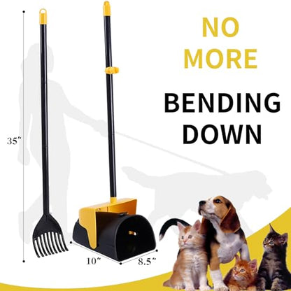 ienjoyed Pooper Scooper Large Swivel Bin & Rake with 160 Waste Bags,Heavy Duty Dog Pooper Scooper with Bag Attachment for Dogs, Long Handle Poop Scooper with Lid for Yard, Grass, Gravel(Yellow) - color: Yellow
