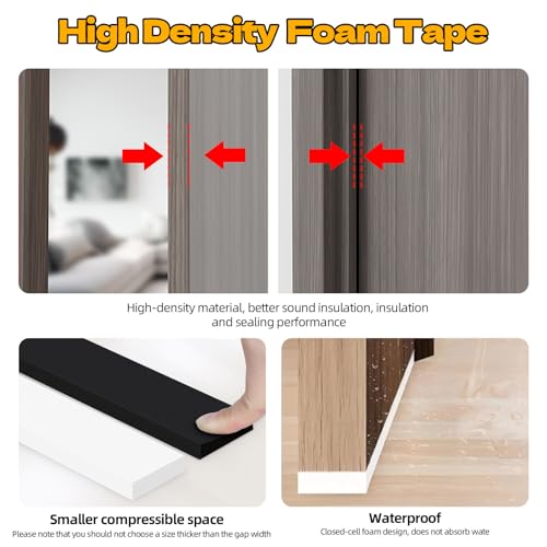 Foam Weather Stripping Door Seal,1 Inch W x 1/17 Inch T x 33 Feet Window Sealing Tape，Single-Sided Self-Adhesive Insulation Sealing Strip,Black - color: Black, size: 1 IN x 1/17 IN x 33FT