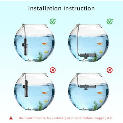 HiTauing Small Aquarium Heater 25W, Constant Temperature 78℉ Fish Tank Heater with Digital Thermometer, Submersible Betta/Turtle Tank Heater for Freshwater and Saltwater Tanks