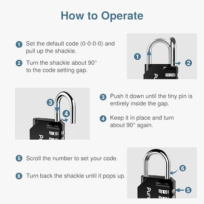 Puroma 1 Pack Combination Lock Locker 4 Digits Combo Padlock Gym Black | For School Gate Fence Toolbox Hasp Storage, Outdoor, Resettable, Weatherproof, Side Window, Crack Cut Resist, Hardened Steel - color: Black