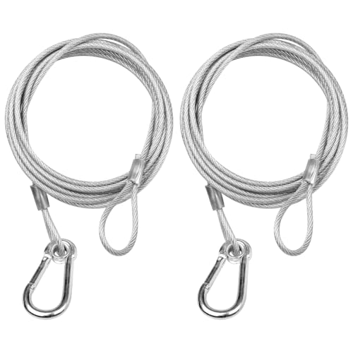 Mad Owl Safety Rope Fixing Device, Stage Light Safety Cable,Transparent Rope Head Truss Accessories Clamp Hook, 0.12 inches Diameter, 78.7 inches Length, (Pack of 2 White) - size: 2P 3mm/0.118"-200cm/78.74"