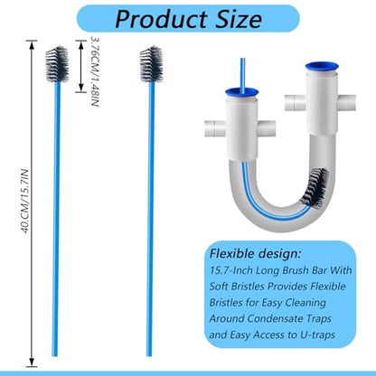 2 PCS Condensate Flexible Drain Brush, 15.7 in Nylon and PVC Drain Line Cleaning Brush, Keep Condensate Traps Clean, for AC Condensate P Trap, Dirt Clean Condensate Drain Trap - style: 2 PCS 15.7 In