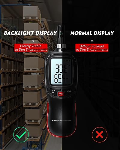 WT83 Temperature Humidity Meter, High Precision Thermometer Hygrometer with Ambient Dew Point Wet Bulb Temperature Indoor Outdoor, Max/Min Data Hold, 1000 Sets Data Log, Batteries Included
