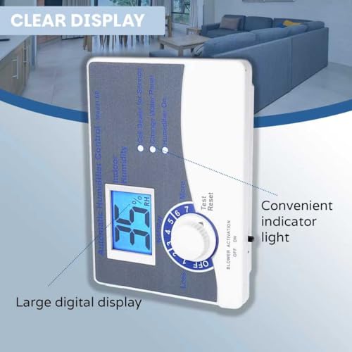 exuberant Model 60 Whole House Digital Humidistat Control Panel with Outdoor Temperature Sensor, 24V Universal Humidifier Controller