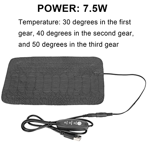 USB Reptile Heat Pad Waterproof Thermal Mat for Reptiles Pets, Under Tank Heater for Turtle Lizard, Three Level Temperature Adjustment, PU Leather - style: small /
