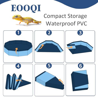 Eooqi Foldable Bearded Dragon Bath Tub, Blue 19 x 3.5 in Reptile Pool | Collapsible Non-Slip Reptile Water Tub for Lizards, Hedgehogs & Small Pets, Reinforced Bottom for Stability & Grooming - color: Blue